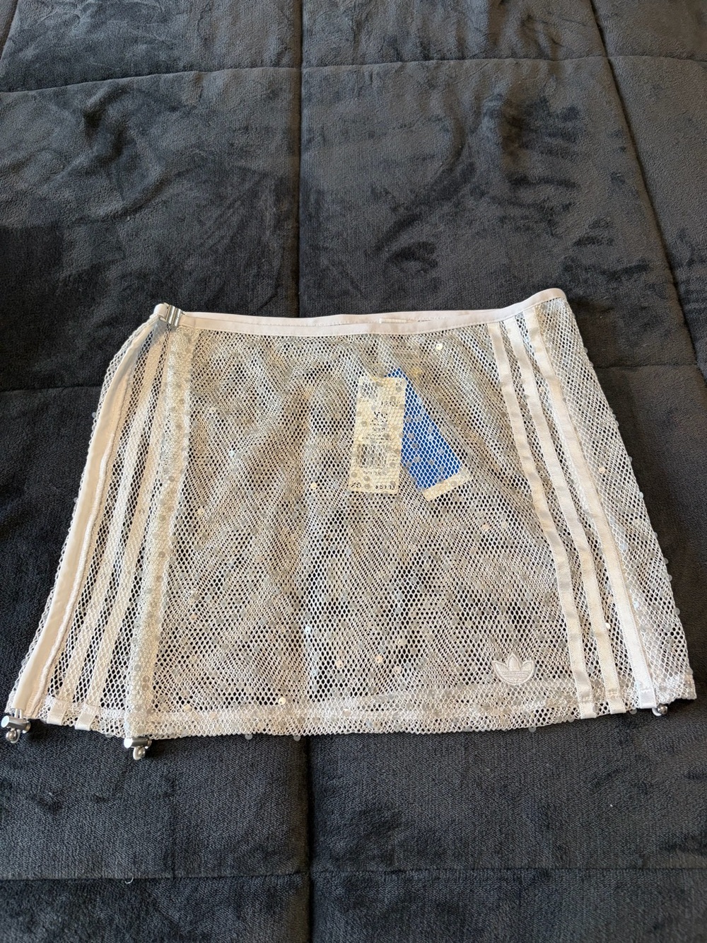 New adidas Originals Sunset Rhythms Sheer Mesh Sequin Mini Skirt Coverup - XS - Picture 3 of 12